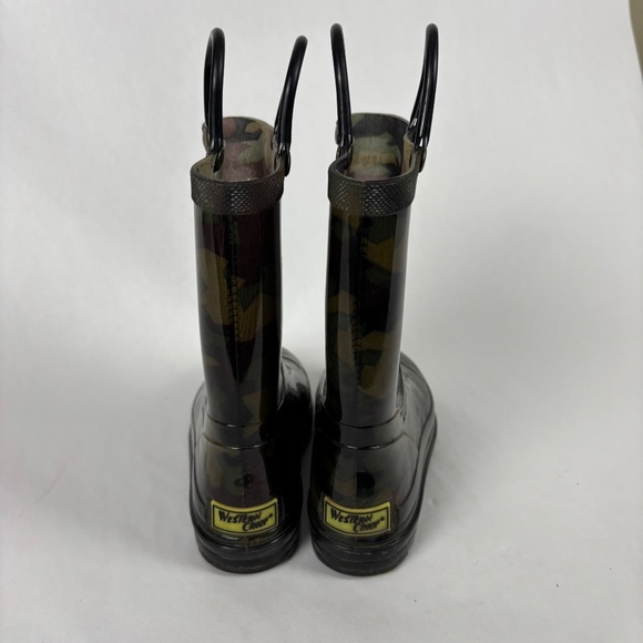 Western Chiefs, Rubber Green Camouflage Rain Boots Boys Size12, Led Lights - Picture 4 of 10